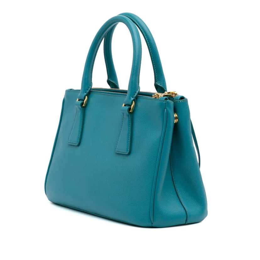 Prada Mini Saffiano Lux Galleria Double Zip Blue Leather Good condition - Back View