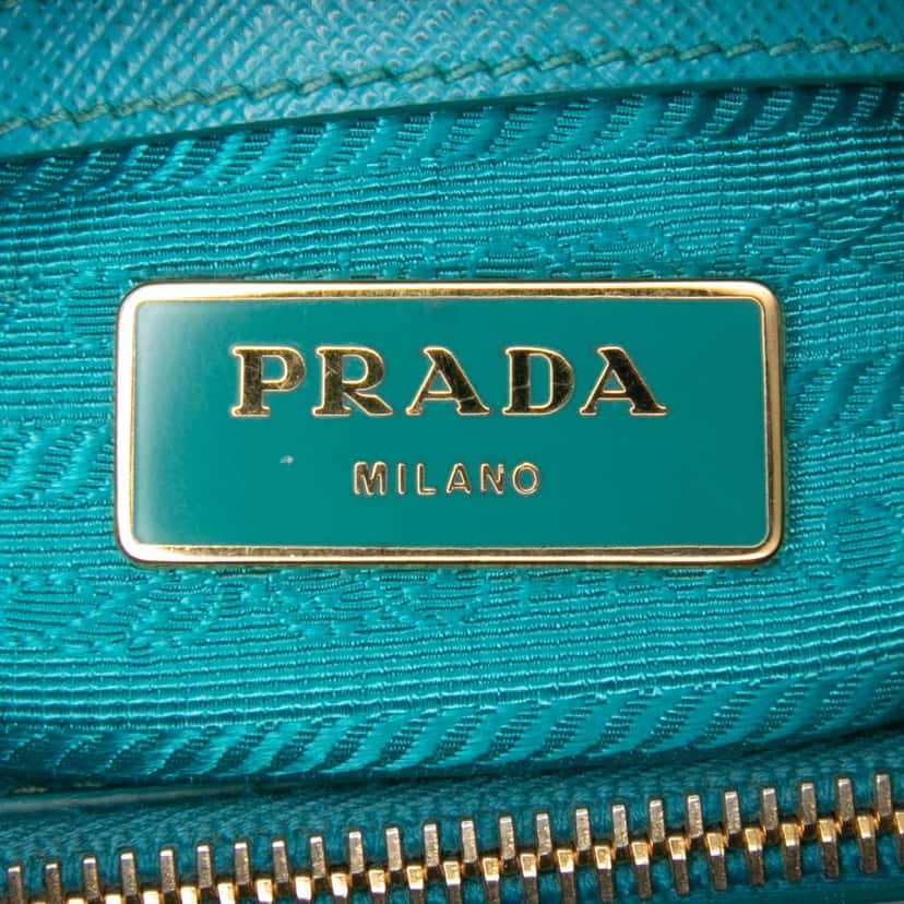 Prada Mini Saffiano Lux Galleria Double Zip Blue Leather Good condition - Box View