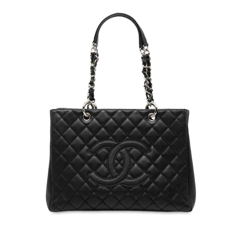Chanel Caviar Grand Shopping Tote Black Leather Good condition - Front View
