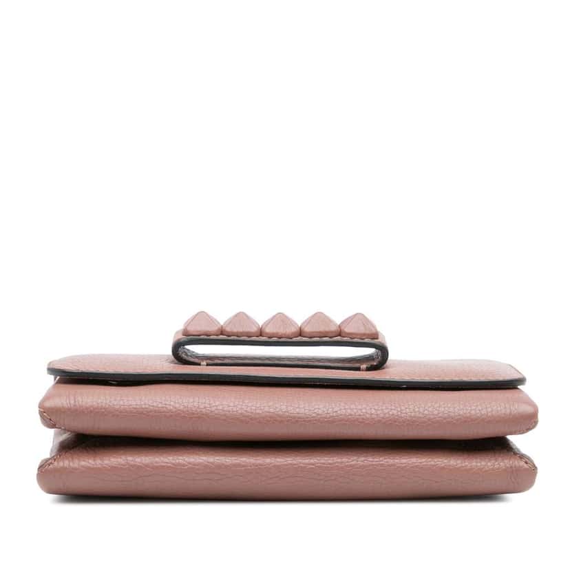 Valentino Leather Rockstud Va Va Voom Clutch on Chain Pink Leather Good condition - Inside View