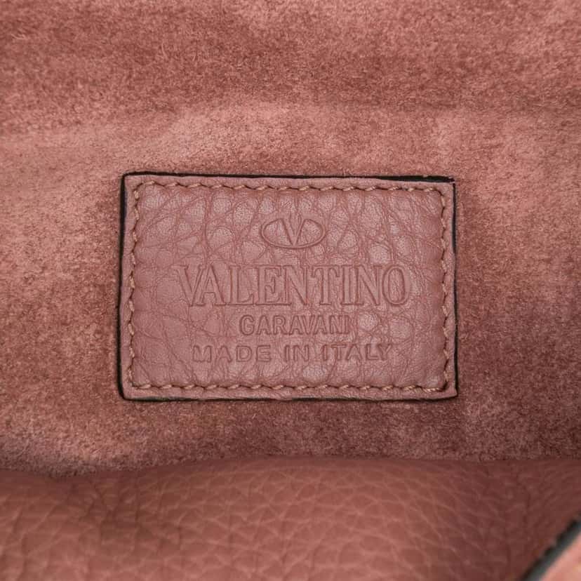 Valentino Leather Rockstud Va Va Voom Clutch on Chain Pink Leather Good condition - Box View