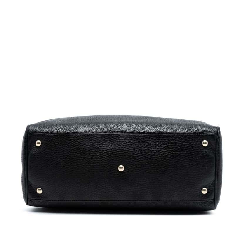 Gucci Medium Calfskin Bamboo Shopper Satchel Black Leather Very good condition - Inside View