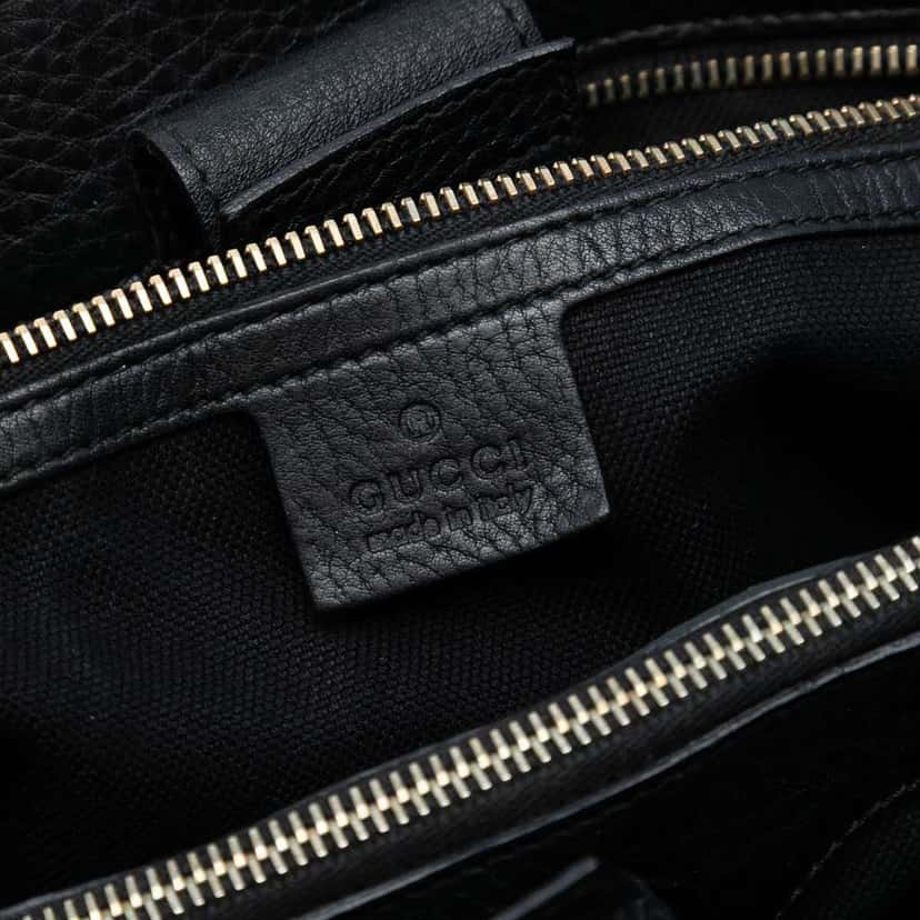Gucci Medium Calfskin Bamboo Shopper Satchel Black Leather Very good condition - Box View