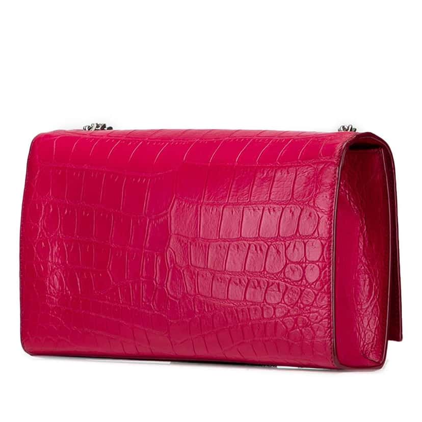 Saint Laurent Medium Croc Embossed Leather Kate Tassel Crossbody Pink Leather Very good condition - Back View