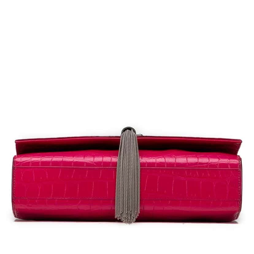 Saint Laurent Medium Croc Embossed Leather Kate Tassel Crossbody Pink Leather Very good condition - Inside View