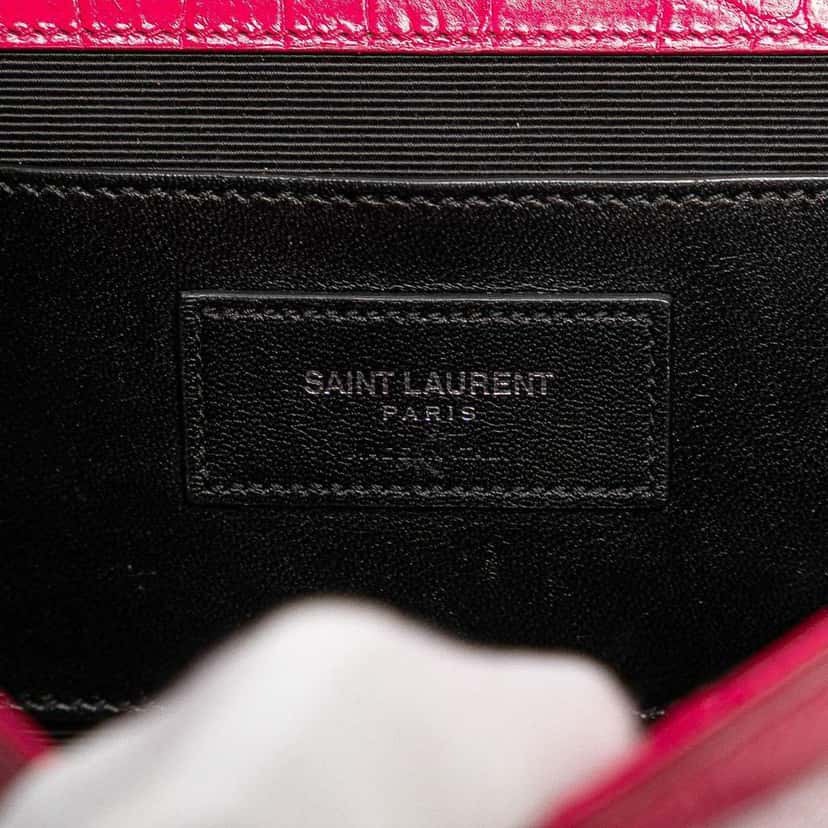 Saint Laurent Medium Croc Embossed Leather Kate Tassel Crossbody Pink Leather Very good condition - Box View