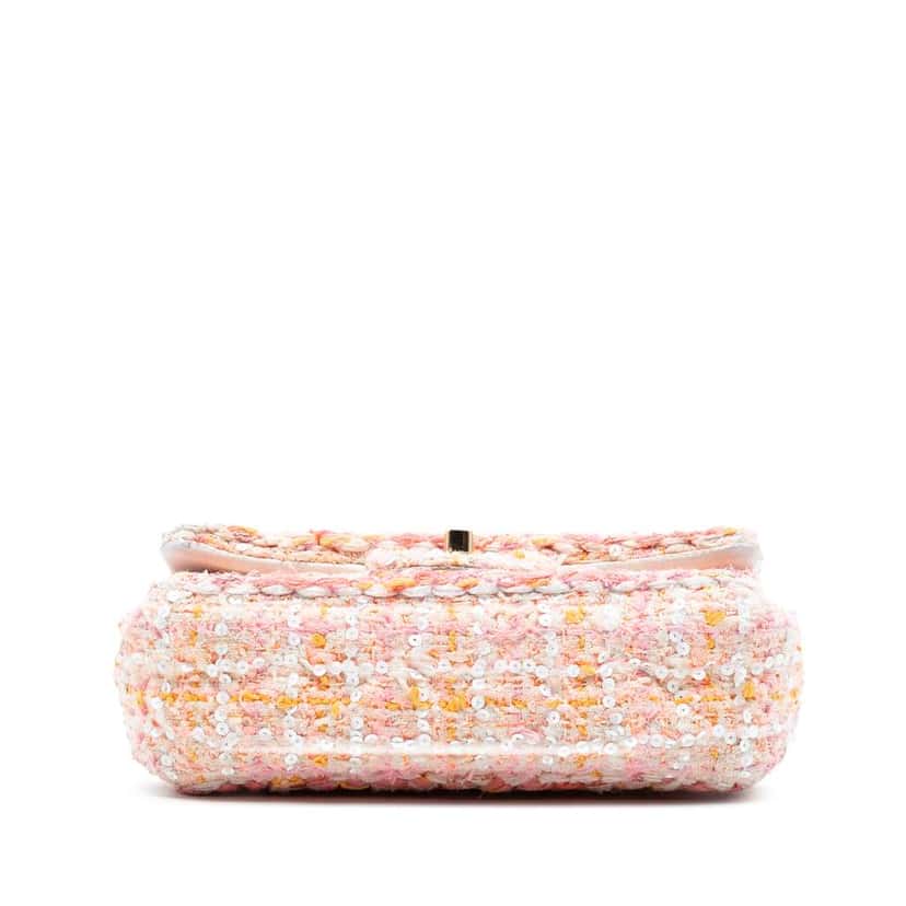 Chanel Mini Rectangular Classic Tweed Sequin Braided Single Flap Orange Tweed Good condition - Inside View