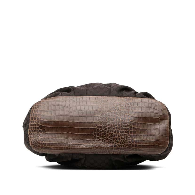Celine Embossed Leather Trimmed Macadam Canvas Vertical Tote Brown Canvas Very good condition - Inside View