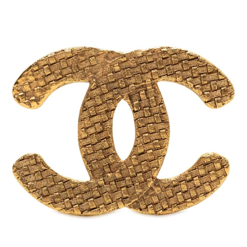 Chanel CC Gold Plated Woven Brooch Gold Metal Very good condition - Front View
