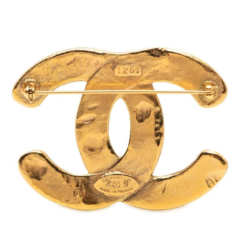 Chanel CC Gold Plated Woven Brooch Gold Metal Very good condition - Back View