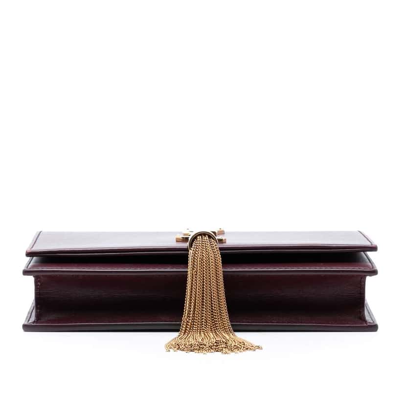 Saint Laurent Smooth Calfskin Monogram Kate Tassel Wallet on Chain Red Leather Good condition - Inside View