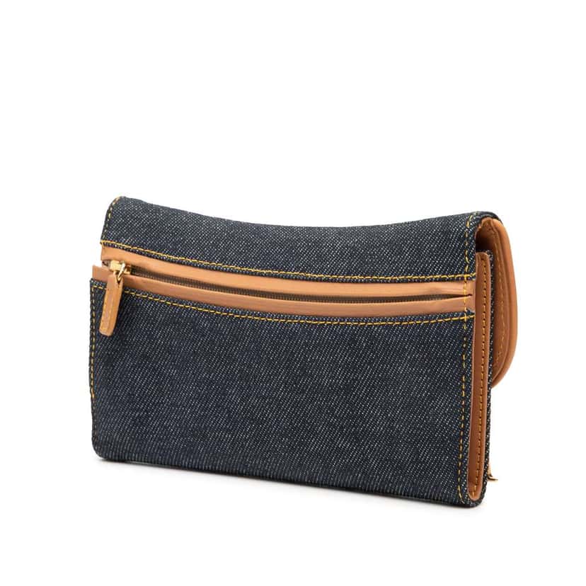 Dior Denim Saddle Trifold Continental Wallet Blue Denim Very good condition - Back View