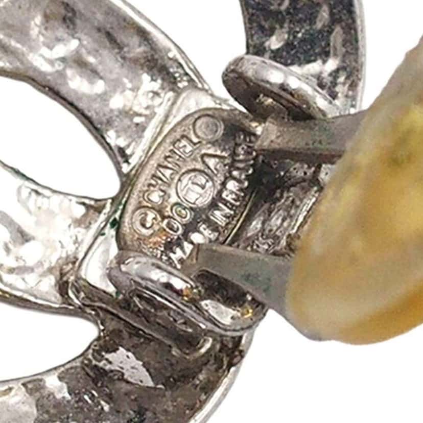 Chanel Silver Plated CC Clip on Earrings Silver Metal Very good condition - Model View