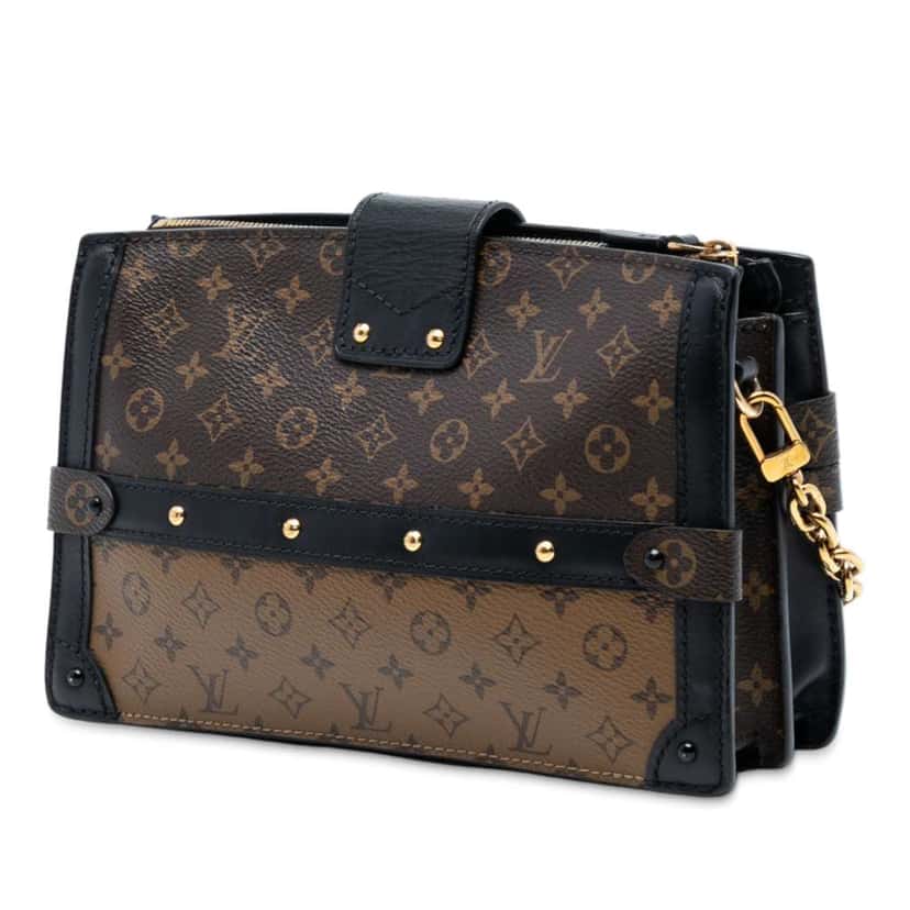 Louis Vuitton Monogram Reverse Trunk Clutch Brown Good condition - Back View