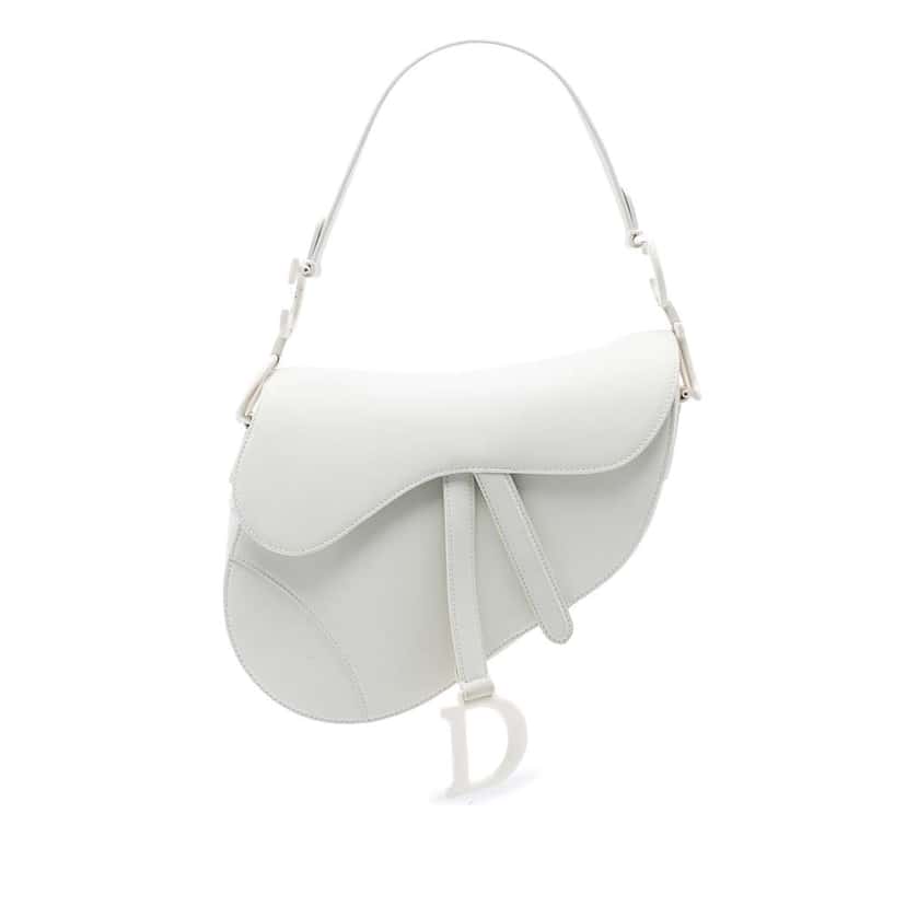 Dior Ultra Matte Calfskin Saddle Bag White Leather Very good condition - Front View