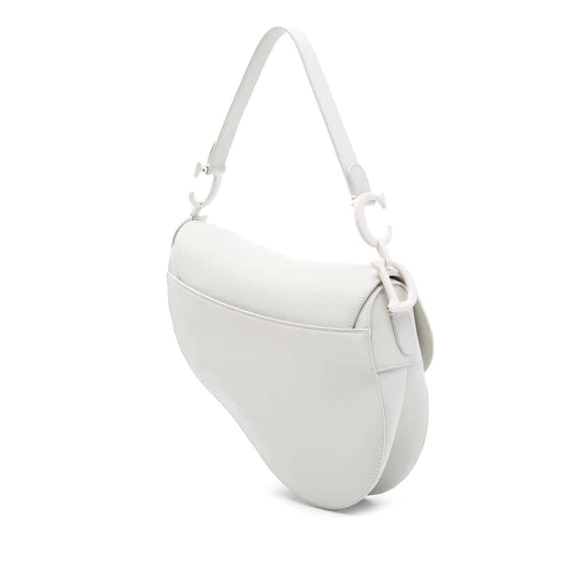 Dior Ultra Matte Calfskin Saddle Bag White Leather Very good condition - Back View