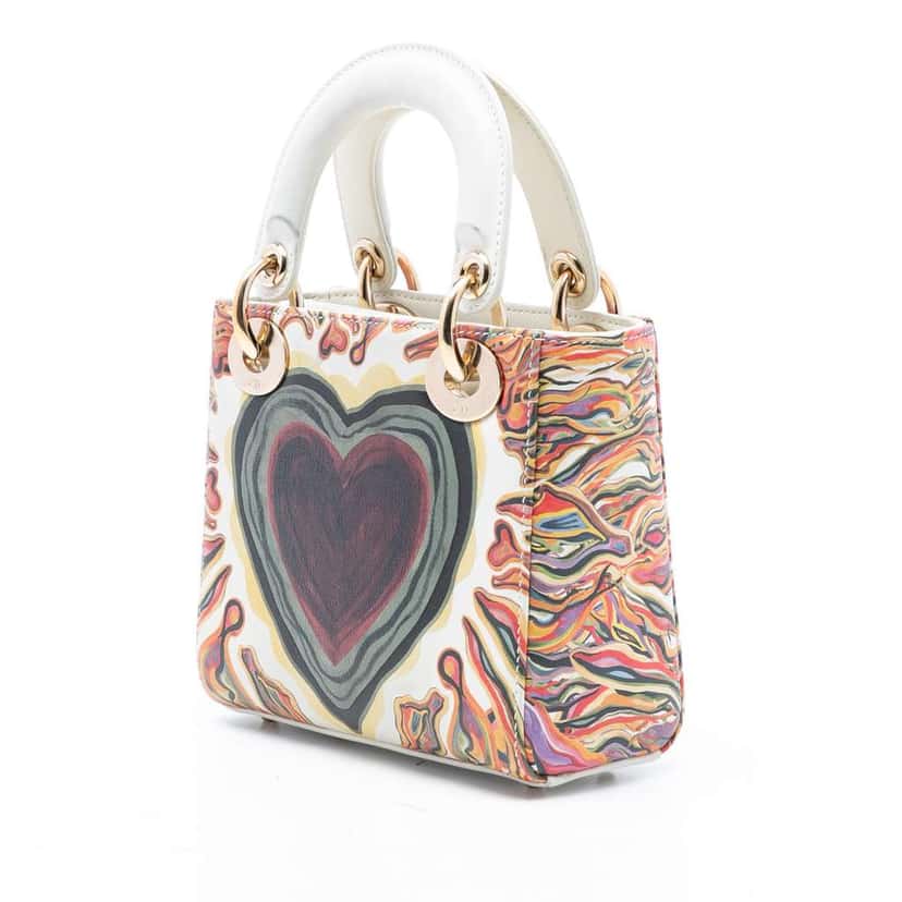 Dior Limited Edition Mini Calfskin Lady DiorAmour Lady Dior White Leather Very good condition - Back View