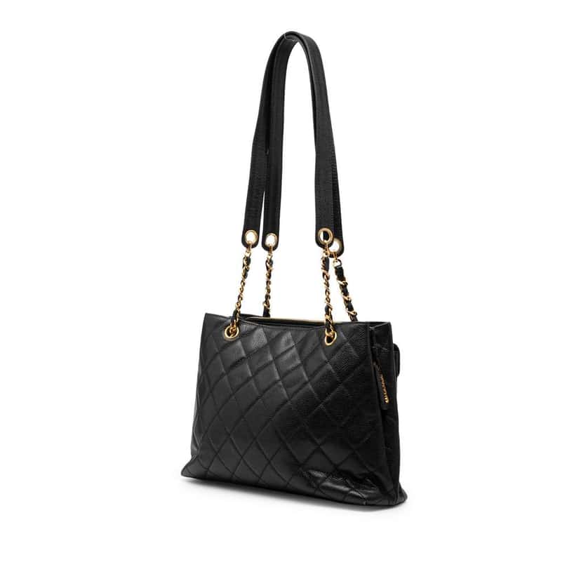 Chanel CC Caviar Front Pocket Shoulder Bag Black Leather Good condition - Back View