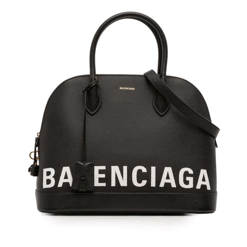 Balenciaga M Grained Calfskin Ville Top Handle Bag Black Leather Very good condition - Front View