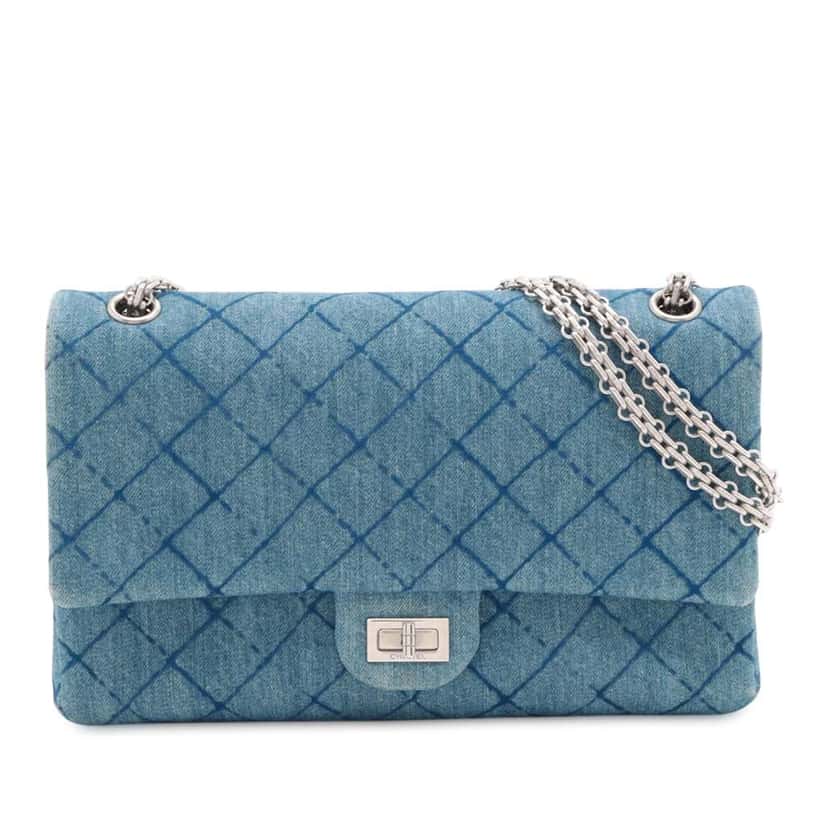 Chanel Reissue 2.55 Quilted Denim Double Flap 226 Blue Denim Good condition - Front View