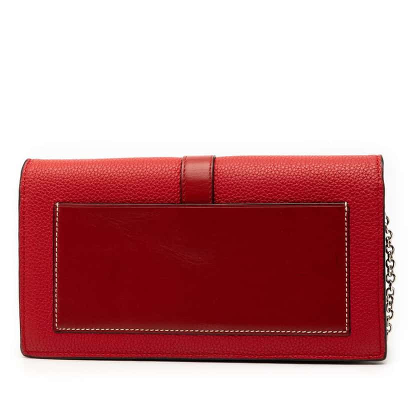 Loewe Pebbled Calfskin Wallet on Chain Red Leather Good condition - Back View