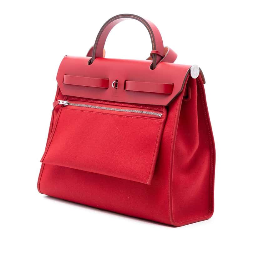 Hermès Toile Herbag Zip 31 Red Canvas Good condition - Back View