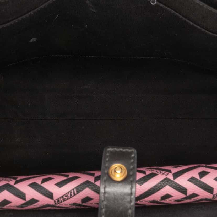 Versace Multicolor Coated Canvas La Greca Tote Pink Canvas Good condition - Model View