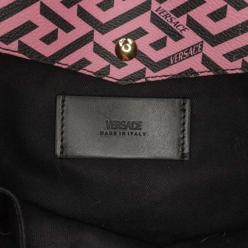 Versace Multicolor Coated Canvas La Greca Tote Pink Canvas Good condition - Box View