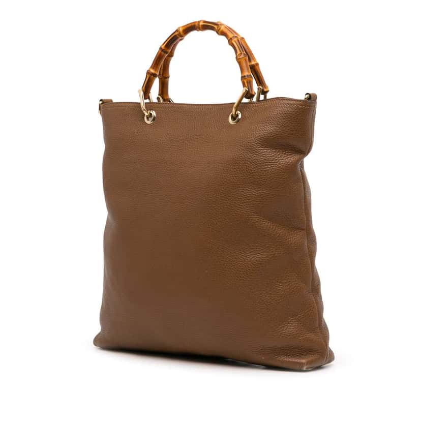 Gucci Tall Leather Bamboo Shopper Tote Brown Leather Good condition - Back View