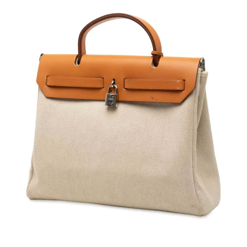 Hermès Toile Herbag PM Brown Canvas Good condition - Back View