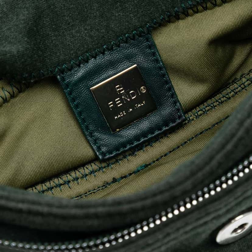 Fendi Wool Mamma Baguette Shoulder Bag Green Wool Good condition - Box View