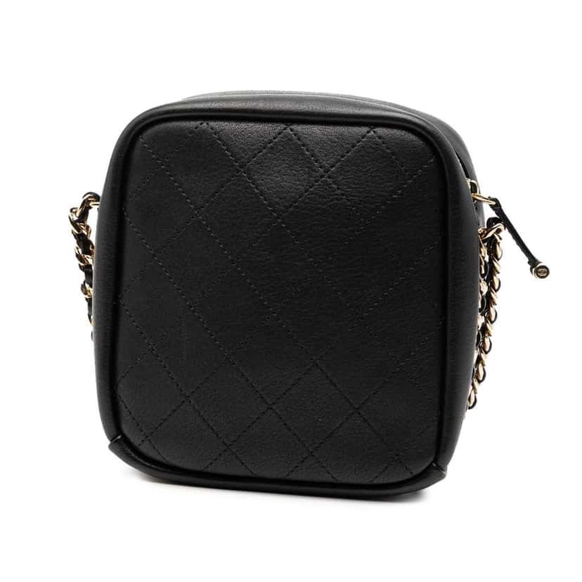 Chanel Stitched Goatskin Casual Trip North South Camera Case Black Leather Very good condition - Back View