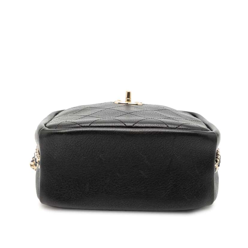 Chanel Stitched Goatskin Casual Trip North South Camera Case Black Leather Very good condition - Inside View