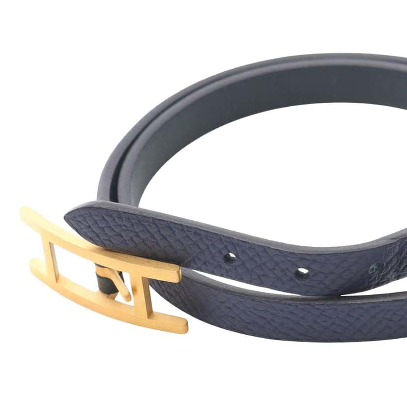 Hermès Epsom and Swift Behapi Double Tour Bracelet Blue Leather Good condition - Inside View