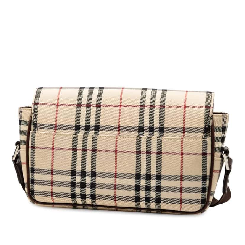 Burberry House Check Canvas Flap Crossbody Brown Canvas Good condition - Back View