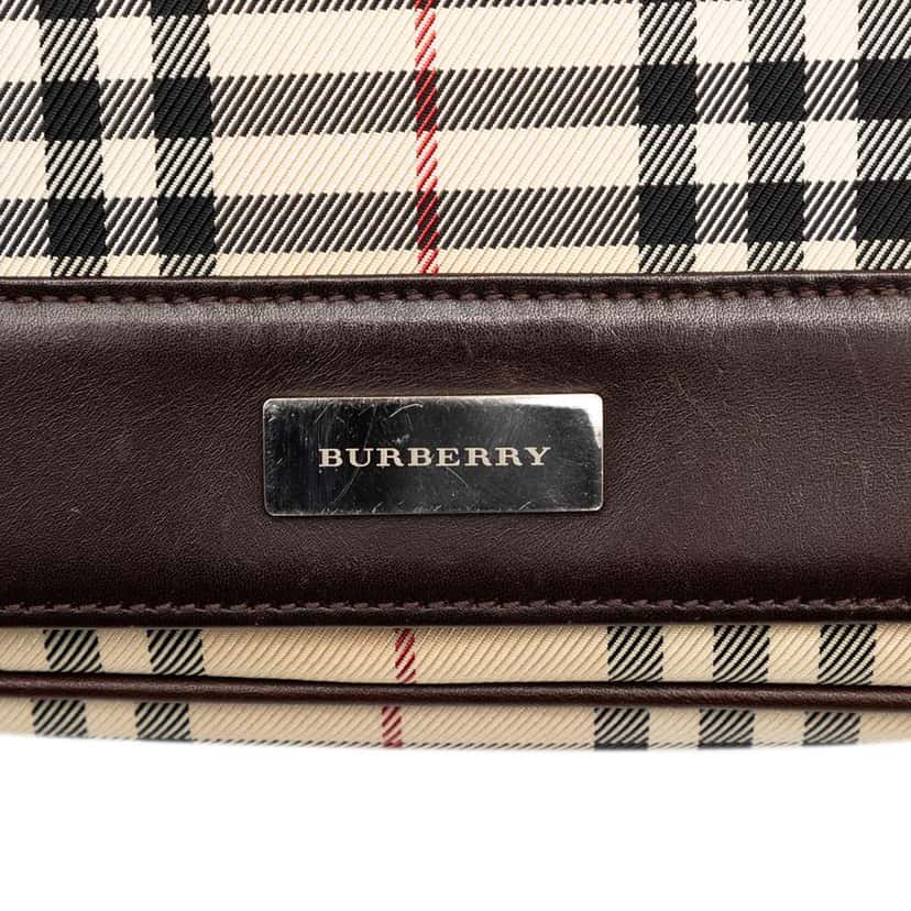 Burberry House Check Canvas Flap Crossbody Brown Canvas Good condition - Box View