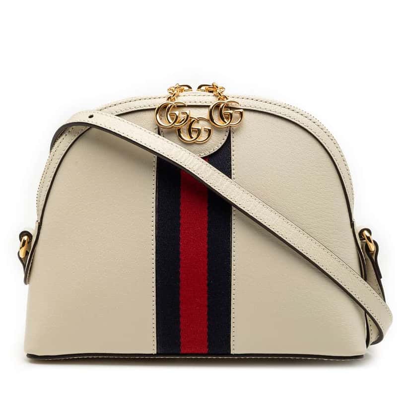 Gucci Small Calfskin Ophidia Dome Crossbody White Leather Good condition - Front View