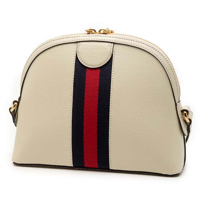 Gucci Small Calfskin Ophidia Dome Crossbody White Leather Good condition - Back View