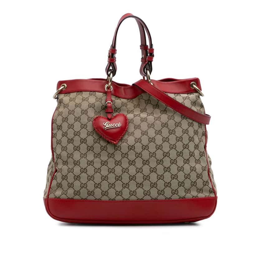 Gucci Medium GG Canvas Valentine Top Handle Bag Brown Canvas Good condition - Front View
