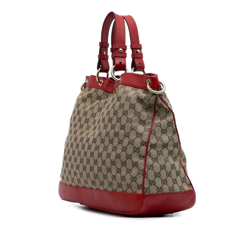 Gucci Medium GG Canvas Valentine Top Handle Bag Brown Canvas Good condition - Back View