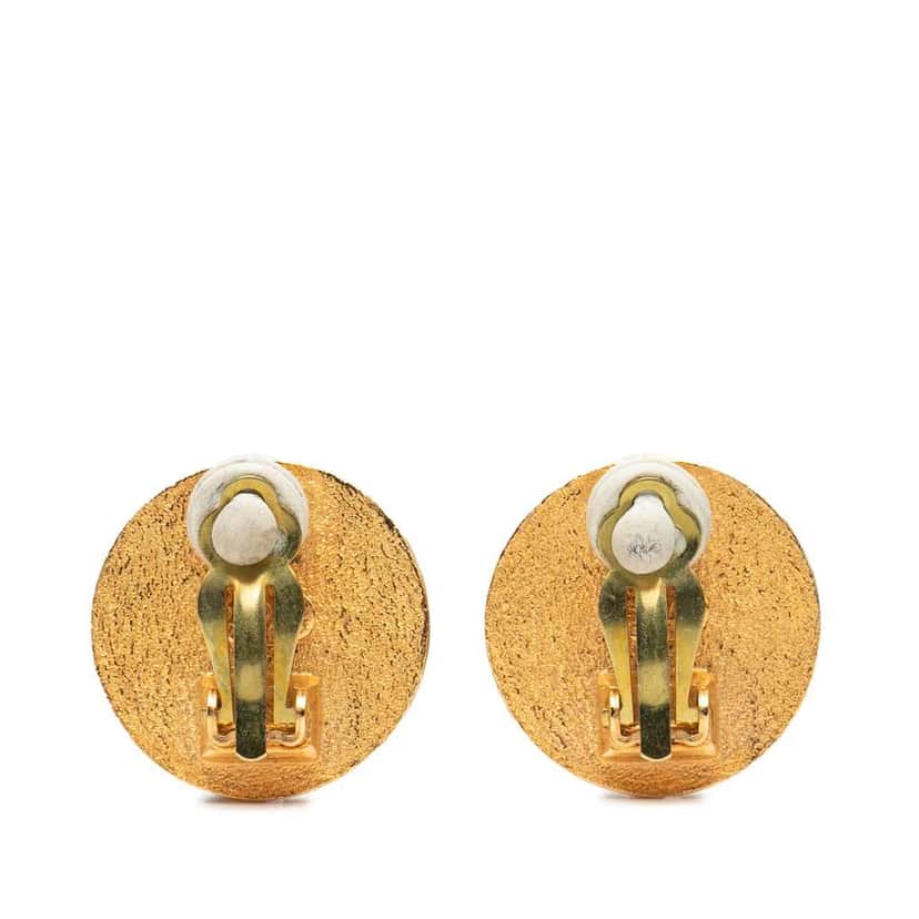Chanel Gold Plated Coco Coin Motif Clip On Earrings Gold Metal Very good condition - Back View