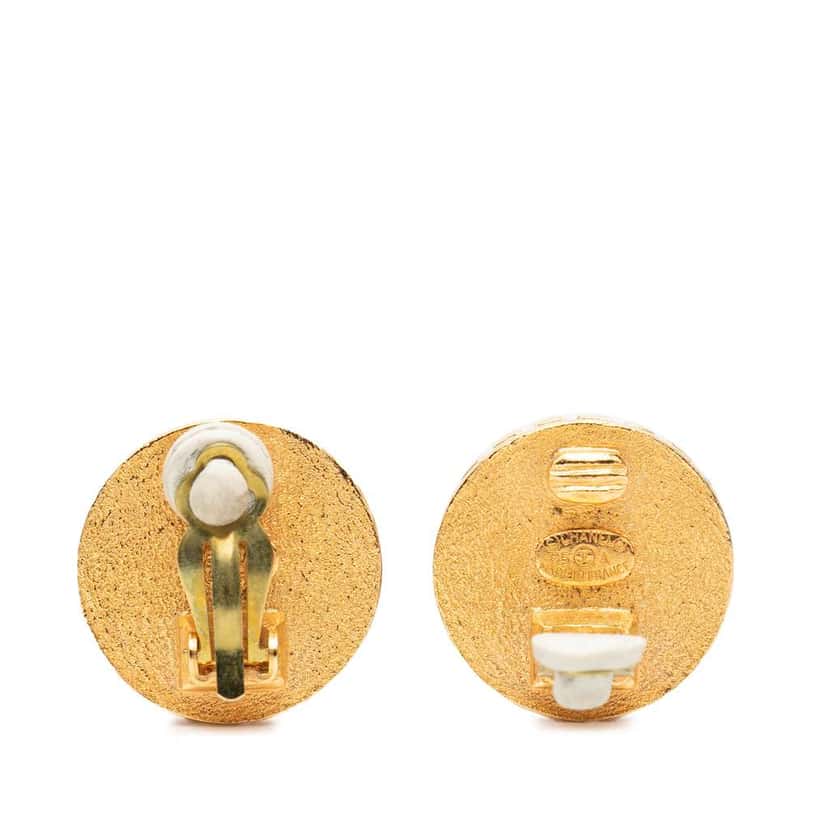 Chanel Gold Plated Coco Coin Motif Clip On Earrings Gold Metal Very good condition - Inside View