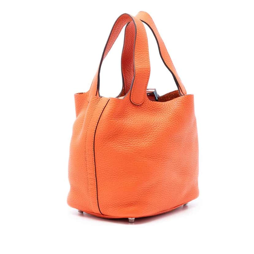 Hermès Clemence Picotin Lock 18 Orange Leather Good condition - Back View