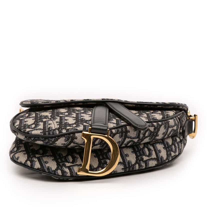 Dior Mini Oblique Canvas Saddle Bag Blue Canvas Very good condition - Inside View