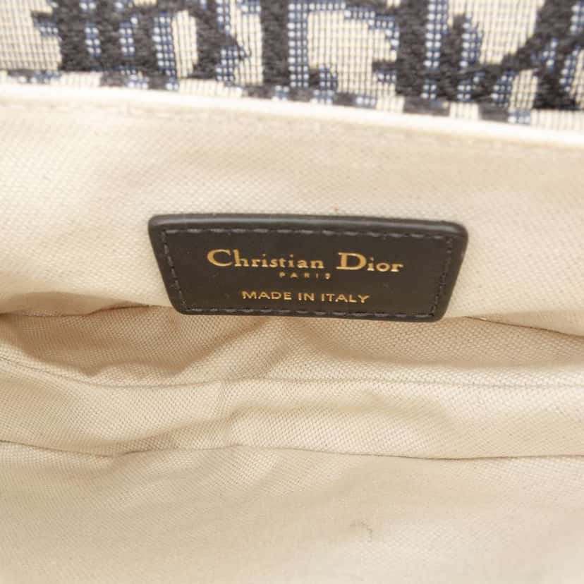 Dior Mini Oblique Canvas Saddle Bag Blue Canvas Very good condition - Model View