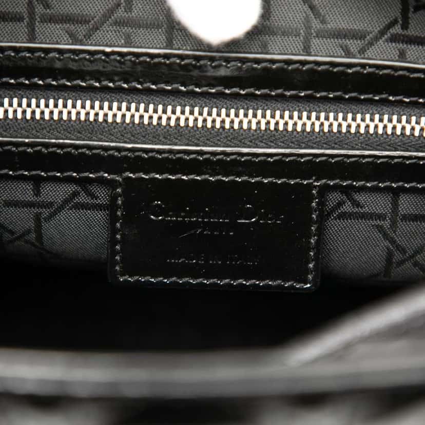 Dior Large Patent Cannage Lady Dior Black Leather Very good condition - Box View