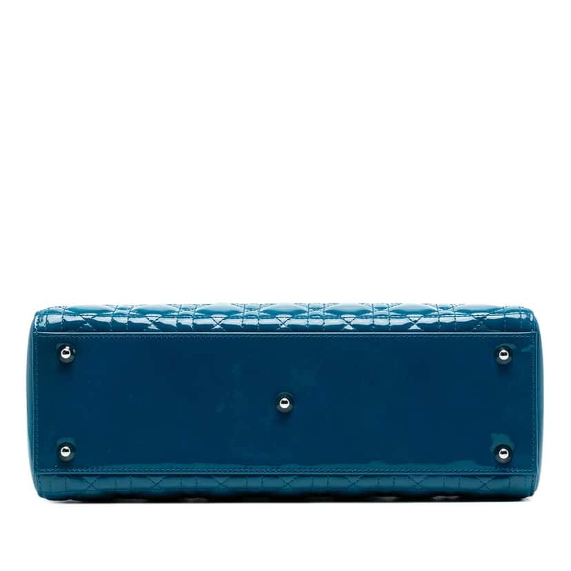 Dior Large Patent Cannage Lady Dior Blue Leather Good condition - Inside View