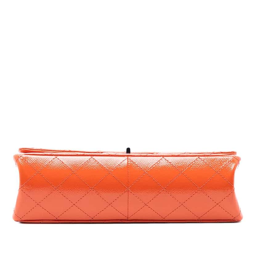 Chanel Quilted Patent Caviar Reissue 2.55 Double Flap 227 Orange Leather Good condition - Inside View