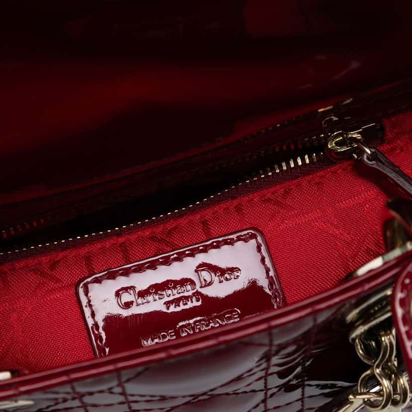 Dior Mini Patent Cannage Lady Dior Red Leather Good condition - Box View
