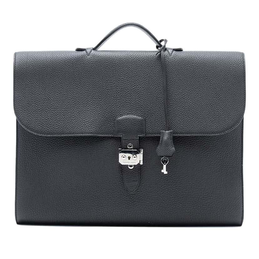 Hermès Togo Sac A Depeches 38 Black Leather Good condition - Front View